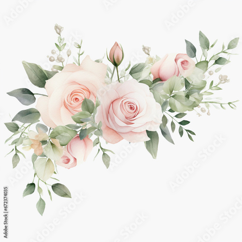 watercolor pink roses clipart 