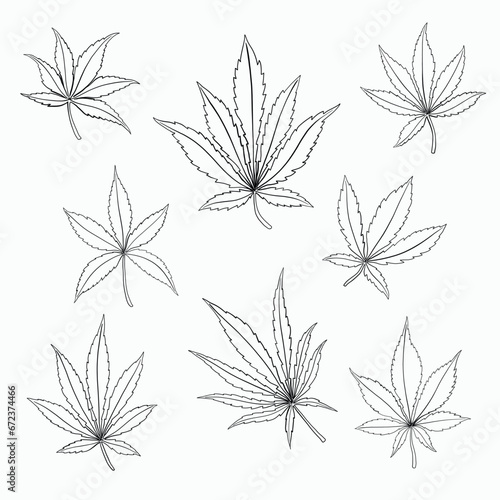 Simplicity cannabis leaf freehand drawing.