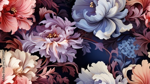 Rococo Elegance: Seamless Watercolor Textile Pattern