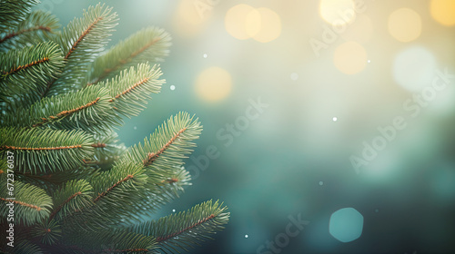  a close up of a pine tree with blurry background. generative ai