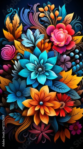 Stress Relief Mindfulness with Multicolor Neon Flowers