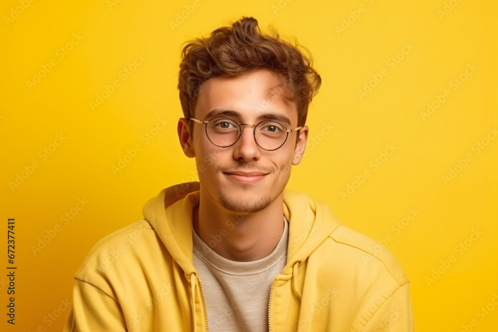 Fototapeta premium portrait of a man against a yellow background