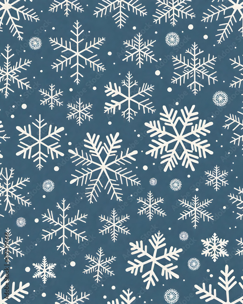 Vintage seamless pattern with snowflakes. Generative AI