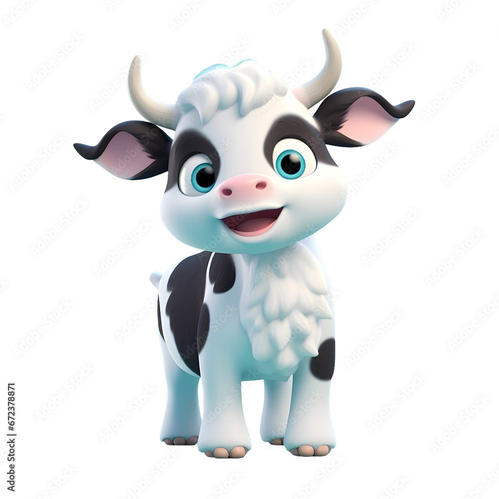 cute white and black cow
