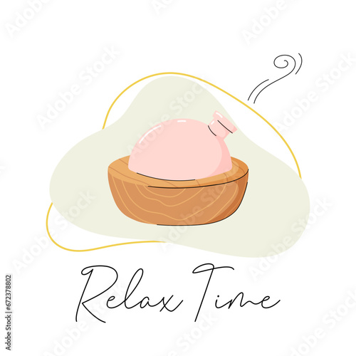 Electric aroma diffuser. Healthy lifestyle, self-care. Relax time, aromatherapy. Modern hand-drawn style.