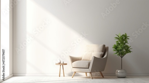 Minimalist house interior design of living room. AI generated image © saifur