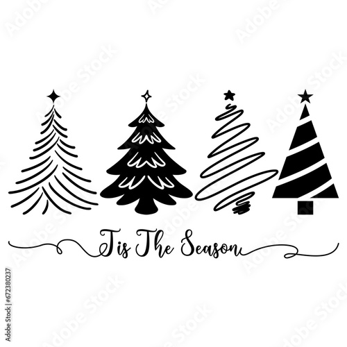 set of christmas trees