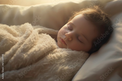 Beautiful bay sleeping on a bed basket feeling comfy and relax.