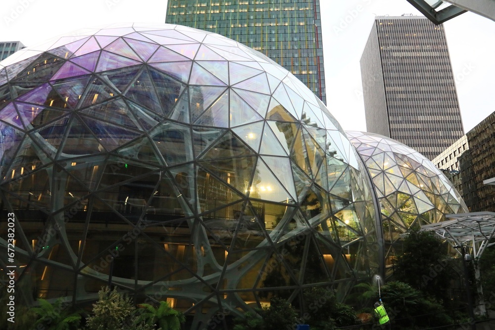 Amazon Prime Corporate headquarters. Built in 2018, The Amazon Spheres are spherical