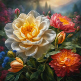 Exquisite Floral Blossoms in Oil Painting Style - Natural Beauty