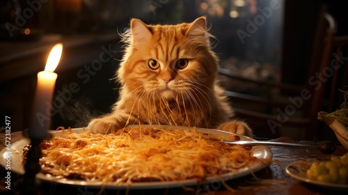 Garfield's Voracious Lasagna Feast at Italian Restaurant