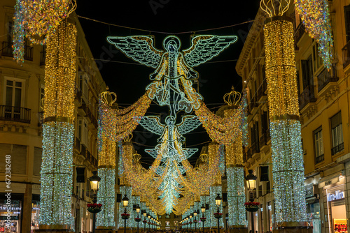 Christmas decorations on Marqués de Larios street in Malaga, Spain