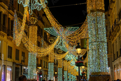 Christmas decorations on Marqués de Larios street in Malaga, Spain photo