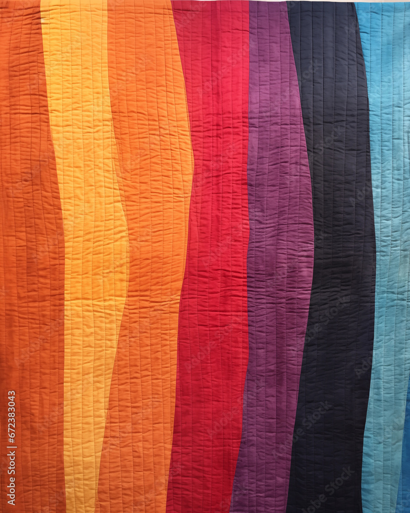 a large multi color stripe rug with blue/yellow stripes, in the style of contemporary quilts, a large multi color stripe rug with blue/yellow stripes, in the style of contemporary quilts,