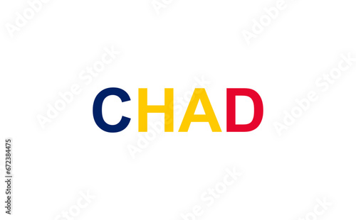 Letters Chad in the style of the country flag. Chad word in national flag style.