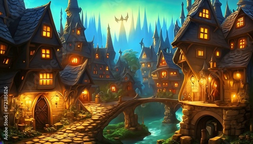 a fairy tale landscape with fairy creatures suitable as a background