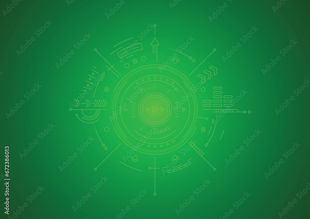 technological background on green background. abstract futuristic background. technological interface