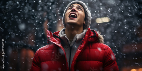 Wow, Snowy Fun! Kid in Red Coat Laughs