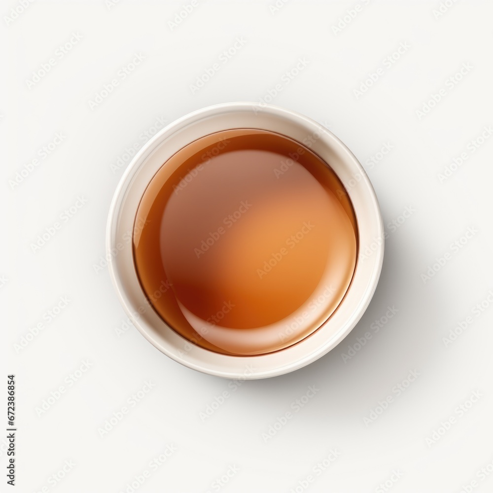 A cup of tea on a white surface on white background A cup of tea on a white surface on white background