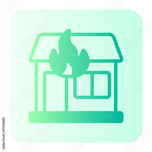 house on fire gradient icon