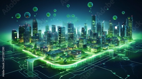 Sprawling green community with Digital smart city infrastructure and rapid data network.