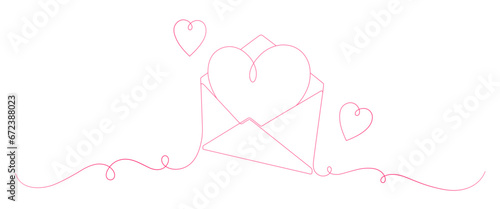 Envelope love line art style. Married, valentine element vector. 