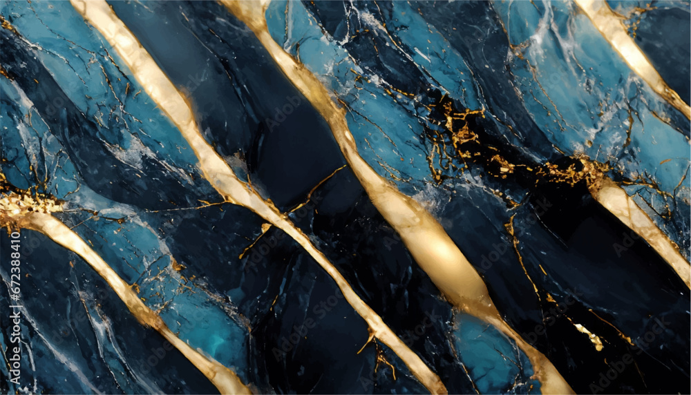 blue marble with gold effects - obrazy, fototapety, plakaty 