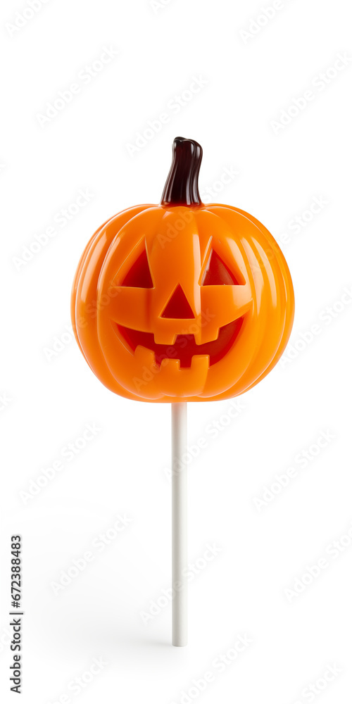 Fototapeta premium Lollipop candy with the shape of a Halloween Pumpkin