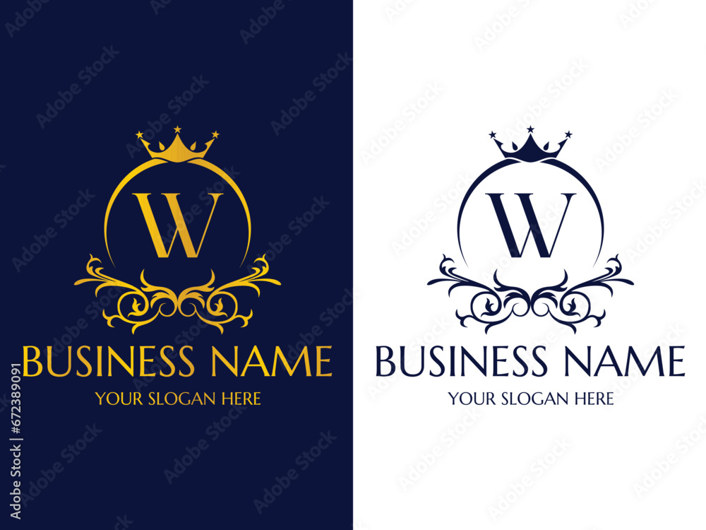 Letter W Luxury Logo, Creative Crown Logo Icon Vector Design Stock ...