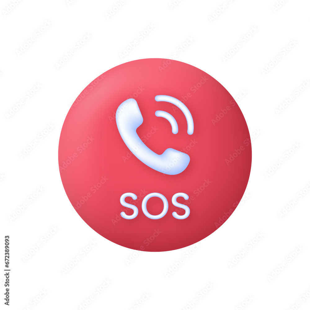 3D SOS Emergency icon. Emergency alarm. SOS help service. 3D SOS Emergency icon. Emergency alarm. SOS help service.