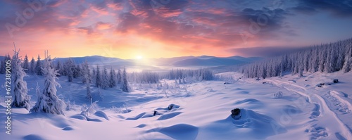 beautiful winter nature landscape covered with snow, Generative Ai © QuietWord