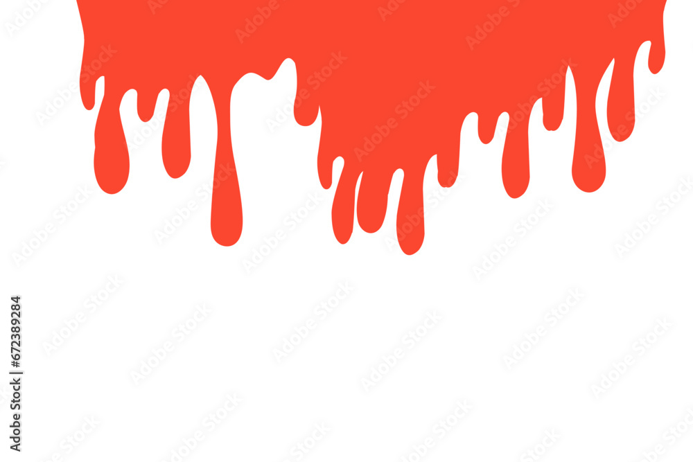  red paint dripping on white background. Paint drips on transparent background
