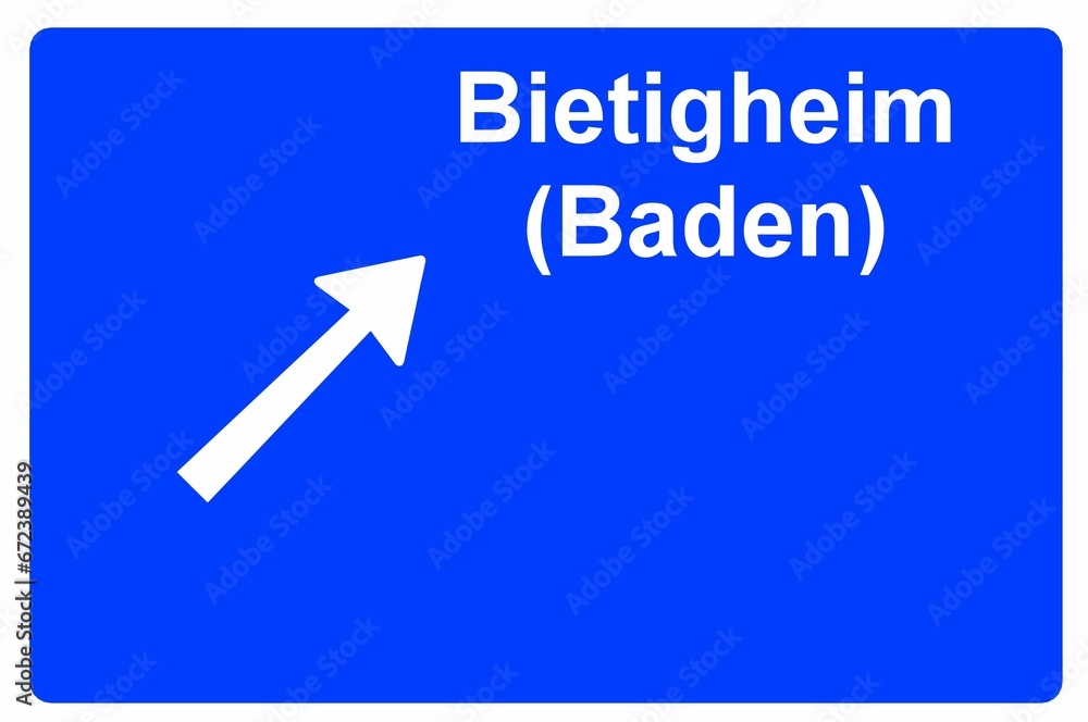 Illustration eines Autobahn-Ausfahrtschildes mit der Beschriftung Illustration eines Autobahn-Ausfahrtschildes mit der Beschriftung