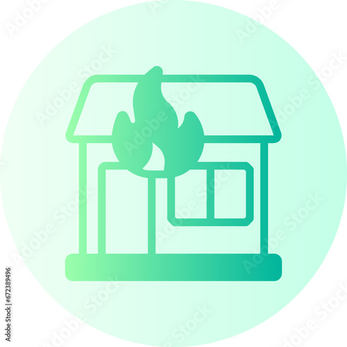house on fire gradient icon