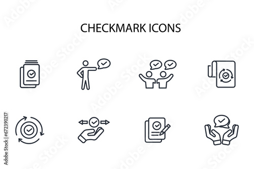 Checkmark icon set.vector.Editable stroke.linear style sign for use web design,logo.Symbol illustration