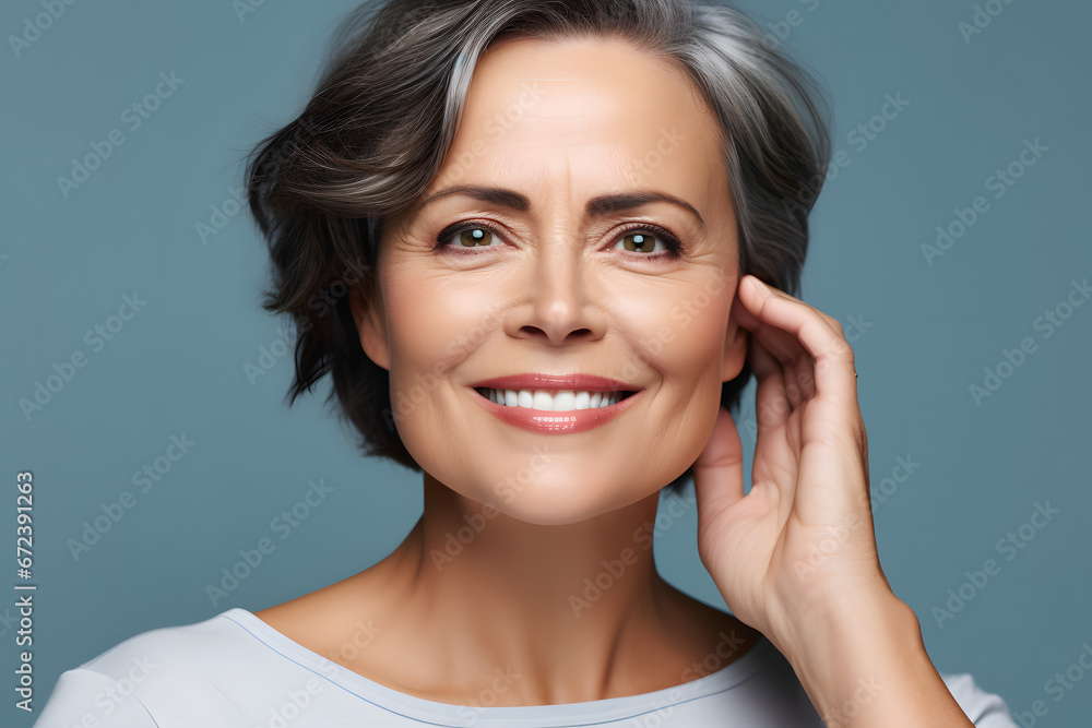 Beautiful woman in her fifties for natural beauty and skincare Beautiful woman in her fifties for natural beauty and skincare