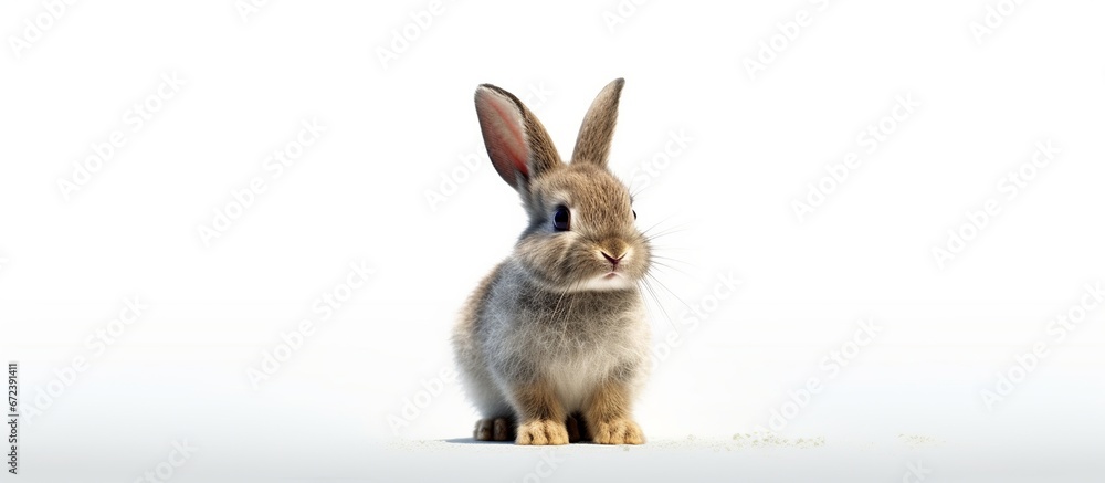 Obraz premium cute rabbit with light brown fur on a white background