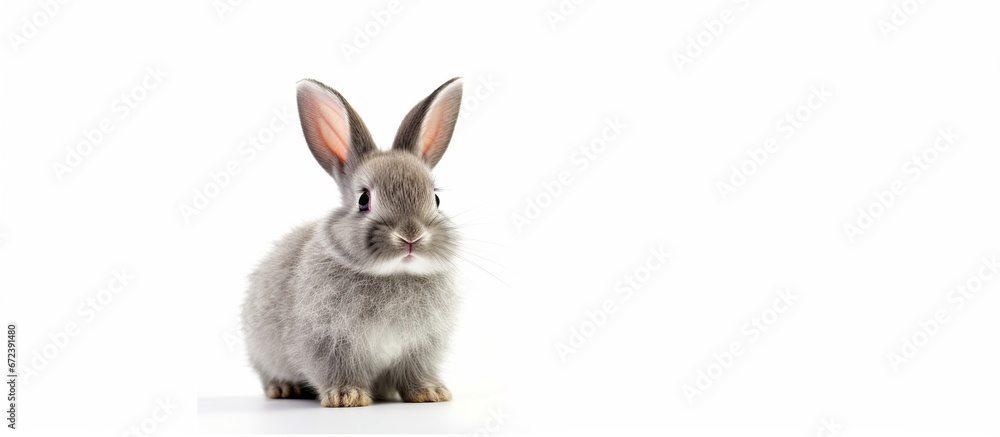 Fototapeta premium cute rabbit with light brown fur on a white background