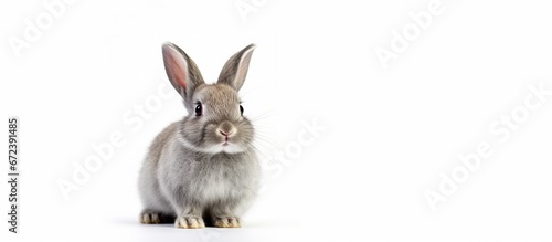 cute rabbit with light brown fur on a white background © akhmad