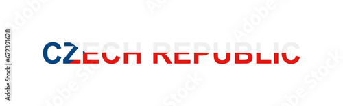 Letters Czech Republic in the style of the country flag. Czech Republic word in national flag style.