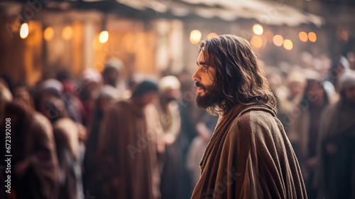 Fényképezés The trial of Jesus before Pontius Pilate, as the crowd watches, Life of Jesus, b