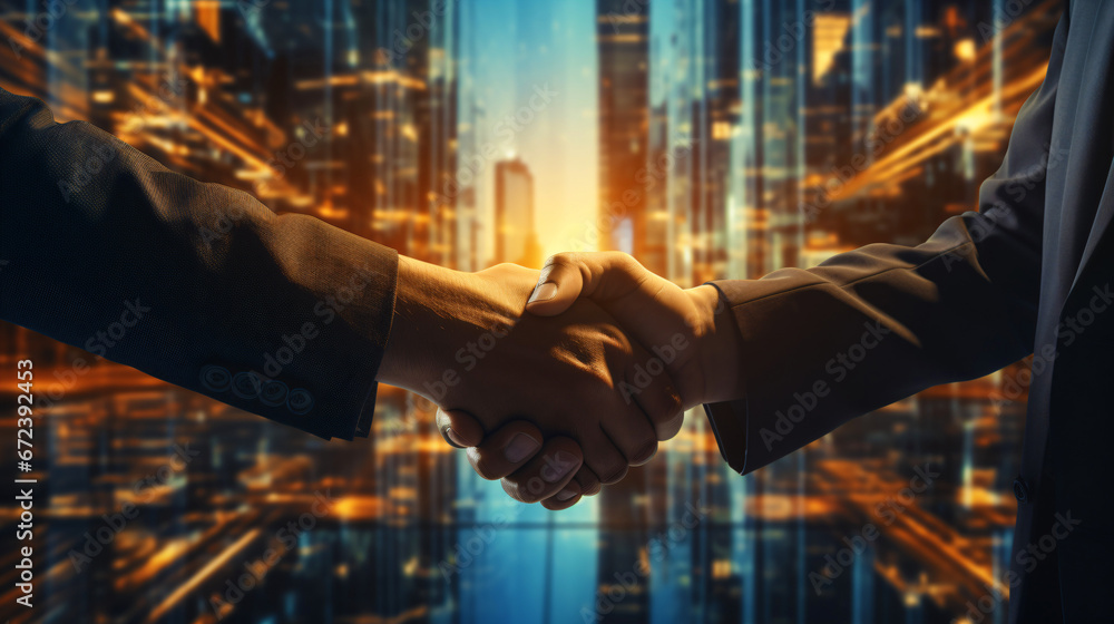 business partners - business people shaking hands, conclusion of a contract - obrazy, fototapety, plakaty 