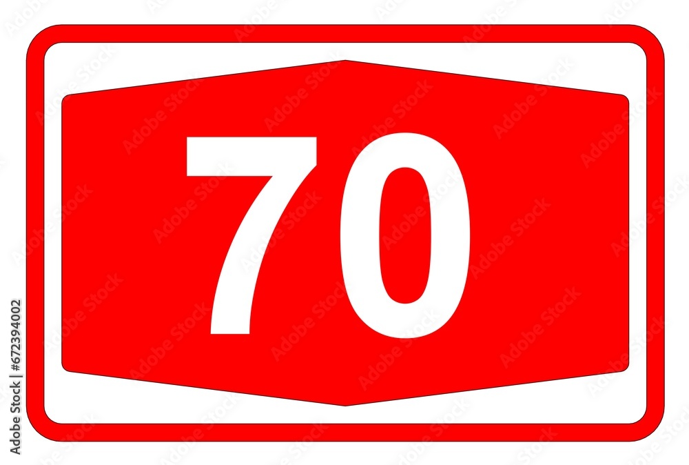 Illustration eines Autobahnschildes der Autobahn 70 in der Schweiz Illustration eines Autobahnschildes der Autobahn 70 in der Schweiz