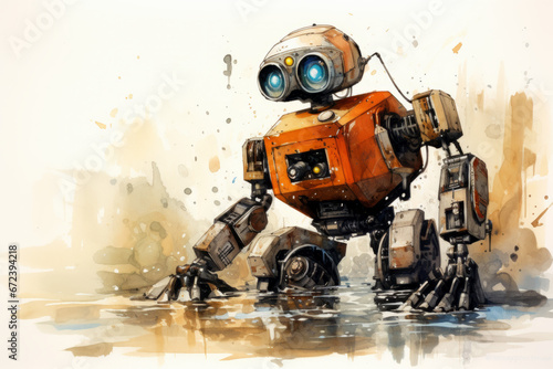 Illustration of a robot in the water