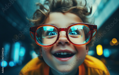 Close-up funny Child with glasses