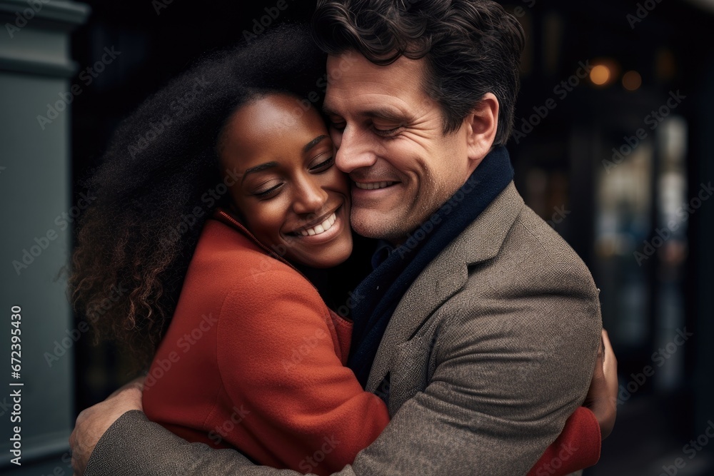 Fototapeta premium a loving couple sharing a tender hug 