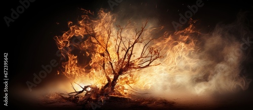A depiction of a flaming thorny bush representing the Christian faith