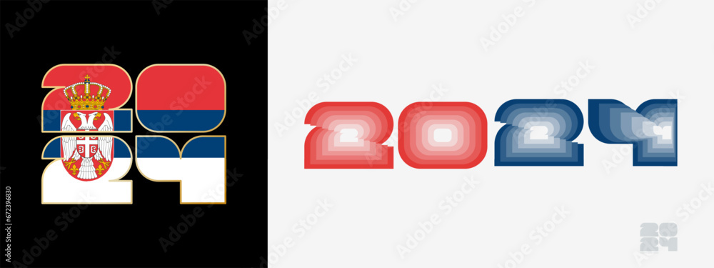 Φωτογραφία Year 2024 with flag of Serbia and in color palate of Serbia flag