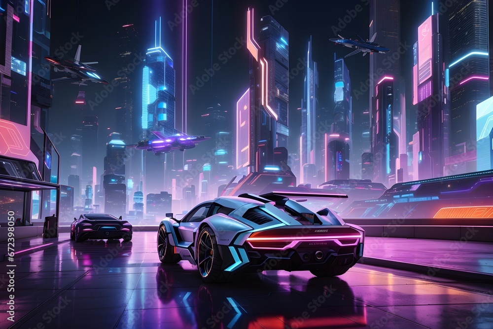 Futuristic City with Flying Cars