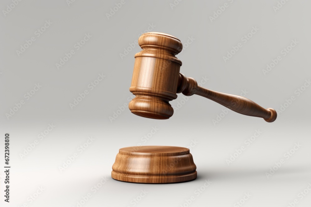 A wooden judge's hammer hitting a wooden block. A wooden judge's hammer hitting a wooden block.